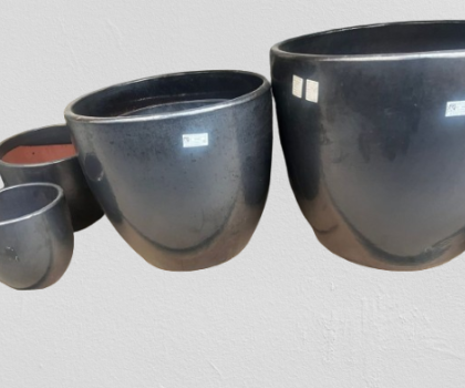 Ceramic Pot CAPPL-1209 Silver Black