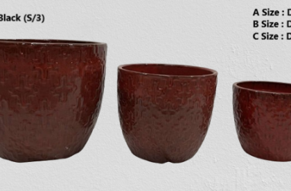 Ceramic Pot CAPPL-1209A Red Black