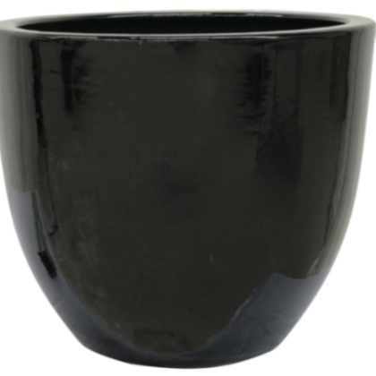 Ceramic Pot Volcanic on Glossy Black CAPPL-