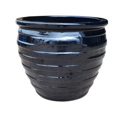 Ceramic Pot Volcanic on Glossy Black CAPPL-2-2938