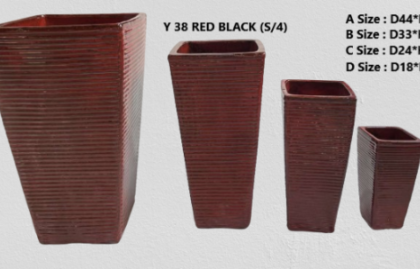 Ceramic Pots CAPPL-Y 38 RED BLACK