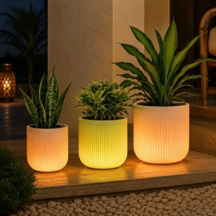 TOKYO SHORT ILLUMINATED ROUND PLANTERS