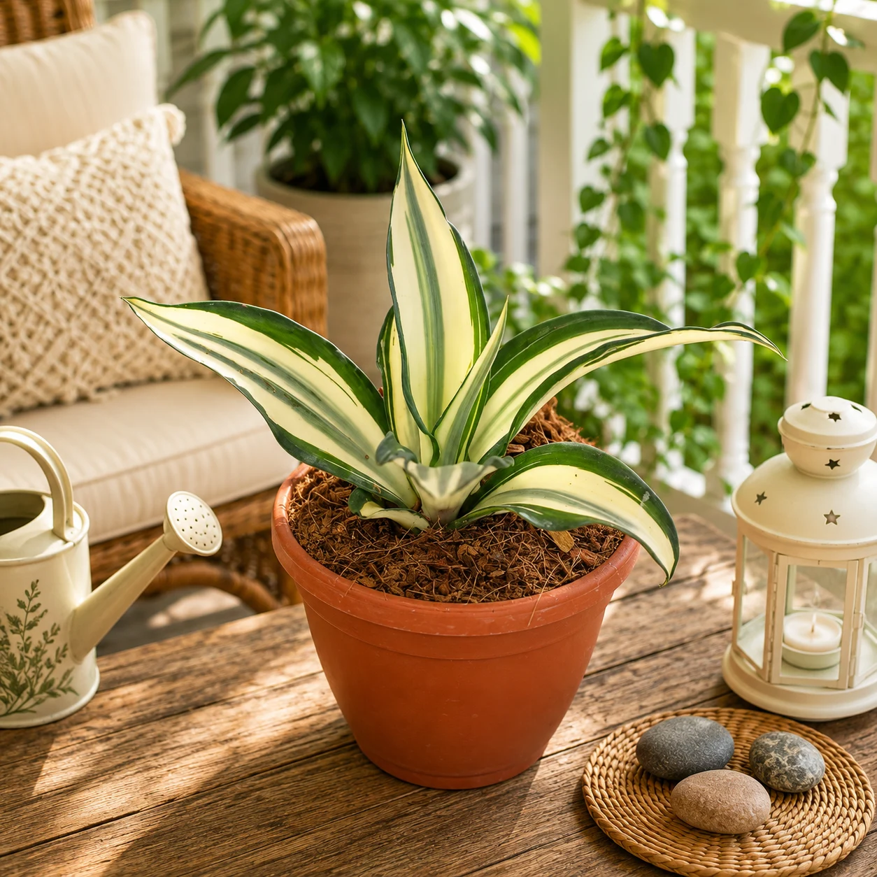 Agave Desmetiana ‘Ivory Star’ – Rare Variegated Succulent for Home & Garden Decor