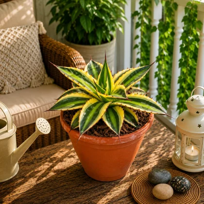 Agave Lophantha ‘Quadricolor’ – Rare Four-Colored Variegated Agave for Home & Garden Decor