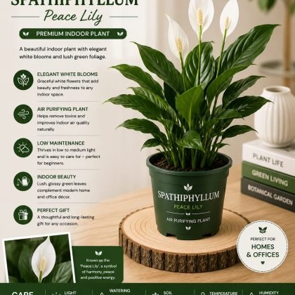 Spathiphyllum (Peace Lily) – Indoor Air Purifying Plant - Premium Peace Lily Flowering Houseplant