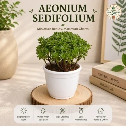 Aeonium Sedifolium Plant – Rare Miniature Succulent for Home & Office Decor - Nook & Nature