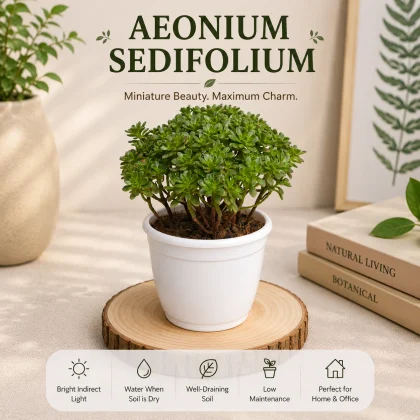 Aeonium Sedifolium Plant – Rare Miniature Succulent for Home & Office Decor