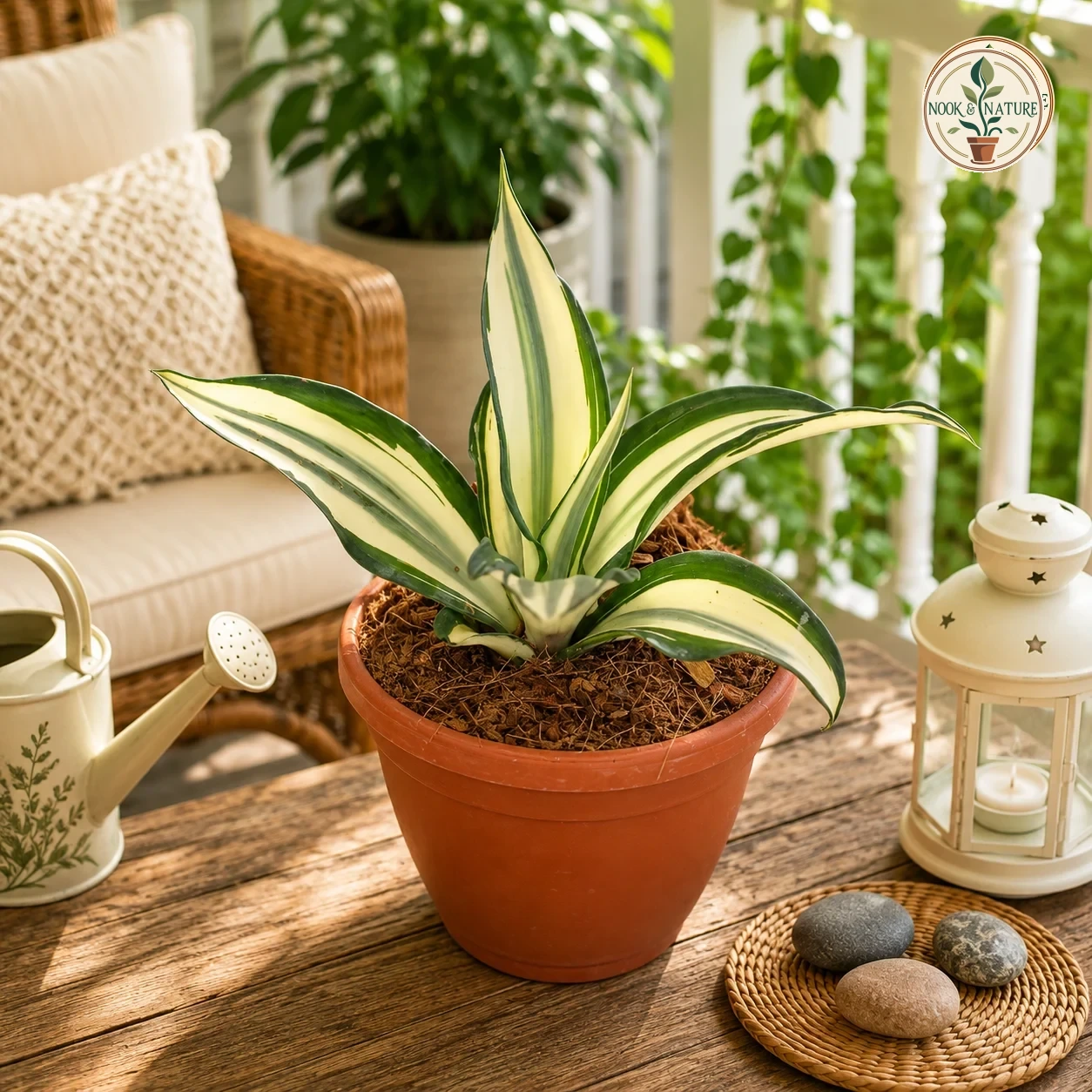 Agave Desmetiana ‘Ivory Star’ – Rare Variegated Succulent for Home & Garden Decor - Nook & Nature