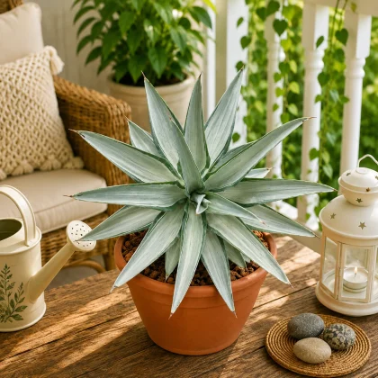 Agave Desmetiana Silver Star Rare Silver Green Variegated Agave For Home Garden Decor H2 - Nook & Nature