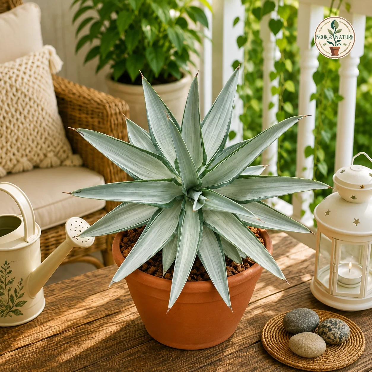 Agave Desmetiana Silver Star Rare Silver Green Variegated Agave For Home Garden Decor Athena 2 - Nook & Nature