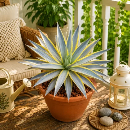 Agave Desmettiana ‘Galaxy Traveller’ – Rare Variegated Agave for Home & Garden Decor - Nook & Nature