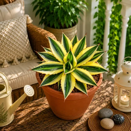 Agave Lophantha ‘Super White’ – Rare White Variegated Agave for Home & Garden Decor