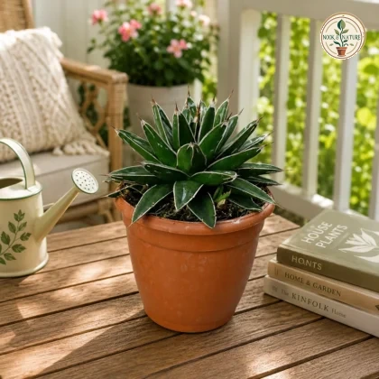Agave Nickelsiae Rare Compact Variegated Succulent For Home Office Decor H4 - Nook & Nature