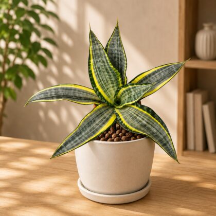 Sansevieria trifasciata ‘Harlequin’ – Harlequin Variegated Snake Plant - Nook & Nature