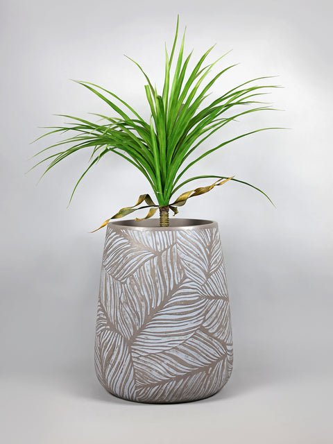 Leaf Fiberglass Planter - Grey Beige - Image 2