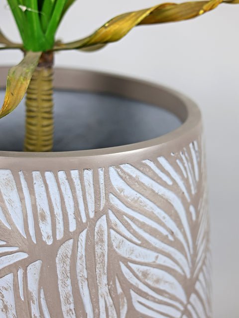Leaf Fiberglass Planter - Grey Beige - Image 3