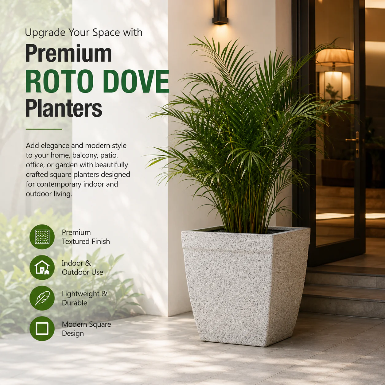 ROTO DOVE – Square Planter with Dot Finish Colour - Image 5