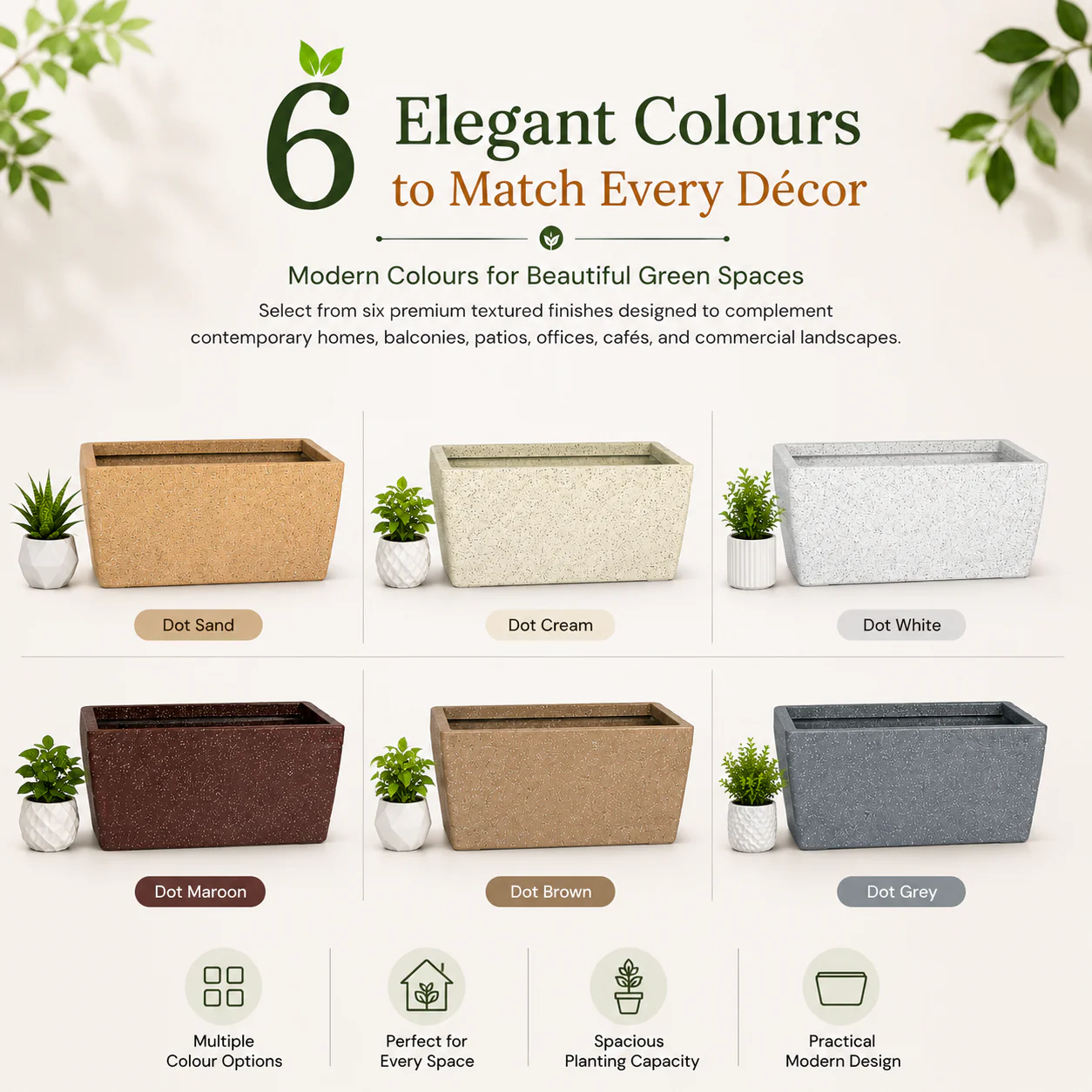 Roto Dove Canon Rectangle Planter with Dot Finish Color - Image 6