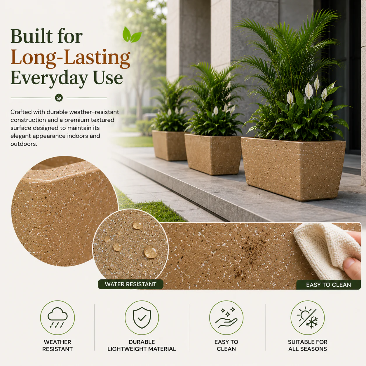 Roto Dove Canon Rectangle Planter with Dot Finish Color - Image 2
