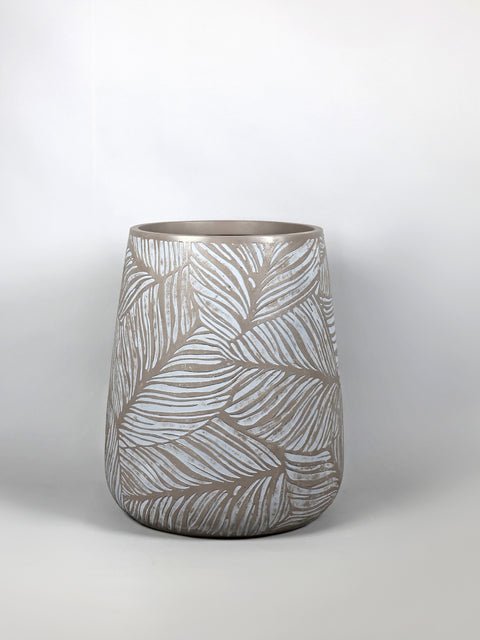 Leaf Fiberglass Planter - Grey Beige - Image 4