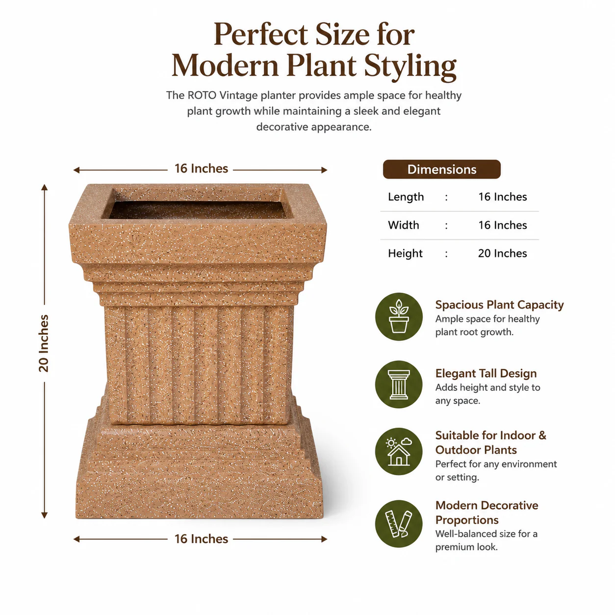 Roto Vintage 01 Self Watering Square Planter - Image 7