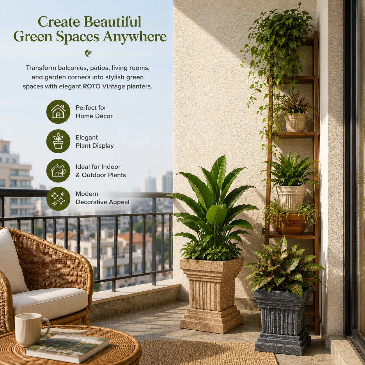 Roto Vintage 01 Self Watering Square Planter - Image 4