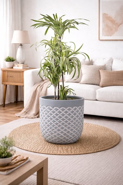 Vanila Fiberglass Round Planter