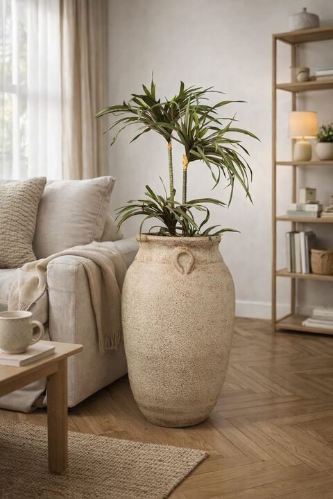 Trandy Traditional Fiberglass Planter - Rust Patina