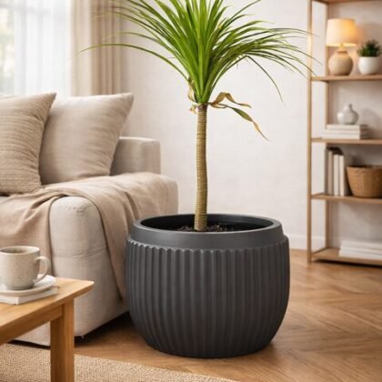 Orchid-D Fiberglass Round Planter – Grey