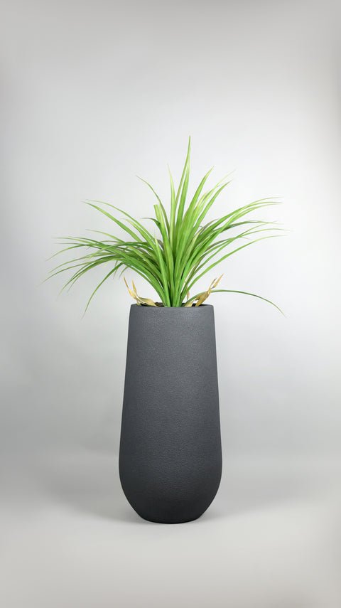 Flax Fiberglass Conical Planter - Grey Rustic - Image 2