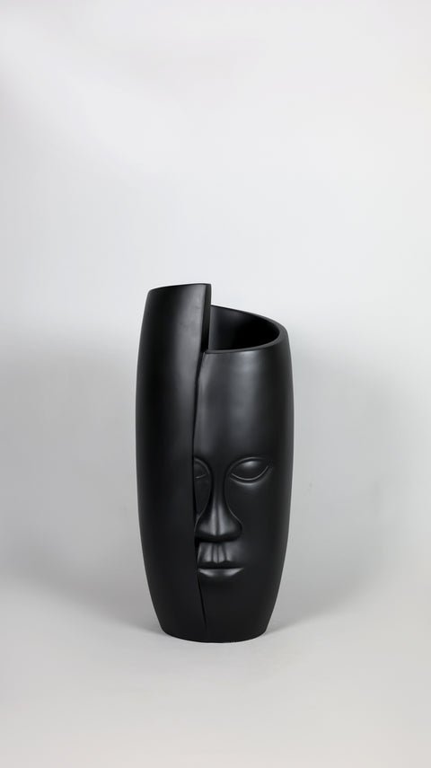 Face Fiberglass Planter - Black - Image 3