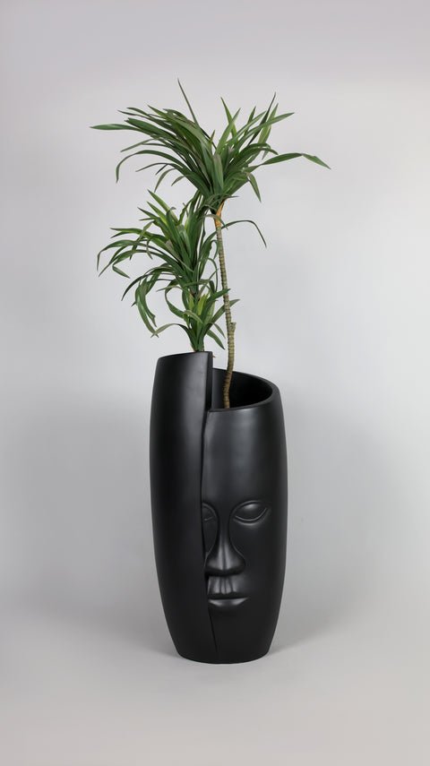 Face Fiberglass Planter - Black - Image 4