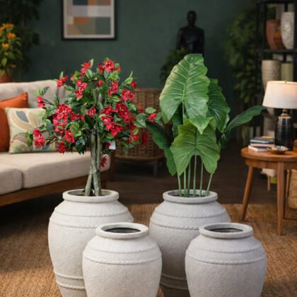 Premium Saga Fiberglass Planter – Rustic