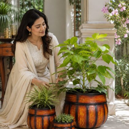Wooden Barrel Planter