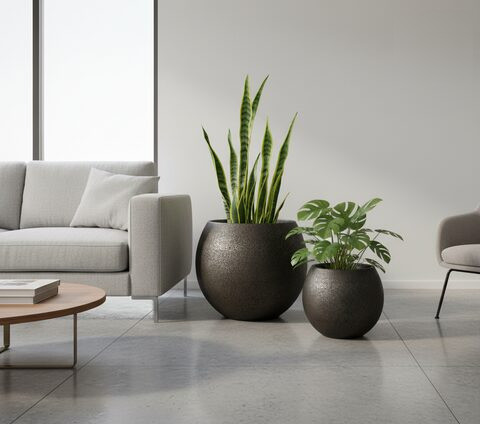 Ball Fiberglass Planter – Rustic - Nook & Nature