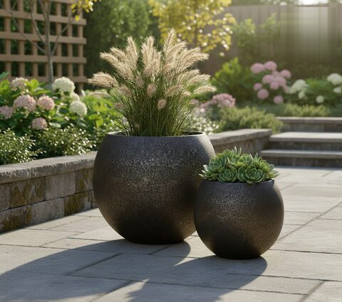 Ball Fiberglass Planter – Rustic - Nook & Nature