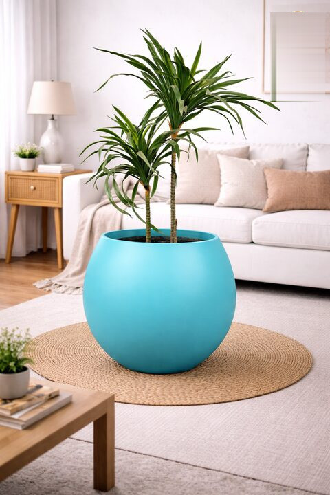 Ball Fiberglass Planters Mint Turquoise S - Nook & Nature