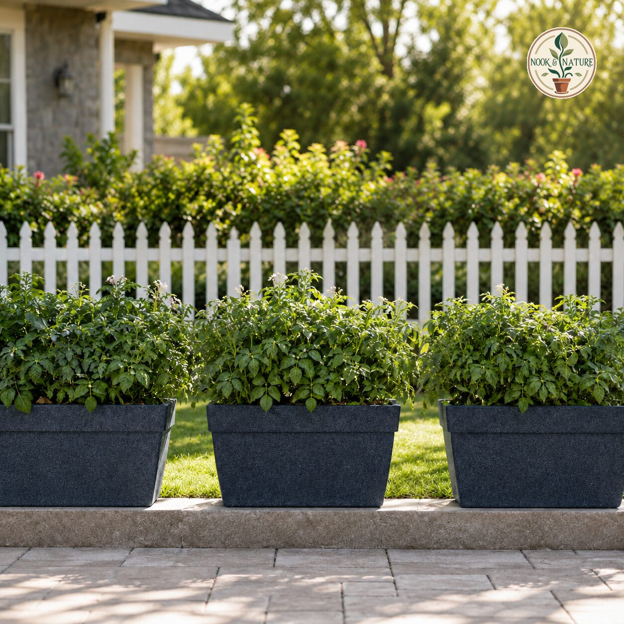 Barca Rectangle Planter Barca Rectangle 100 Midnight Stone Linear Low Density Polyethylene Lldpe Rectangle Planter Stone Finish - Nook & Nature