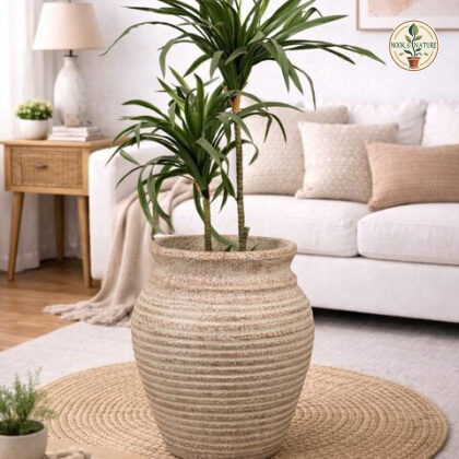 Basil Traditional Fiberglass Planter – Rust Patina - Nook & Nature