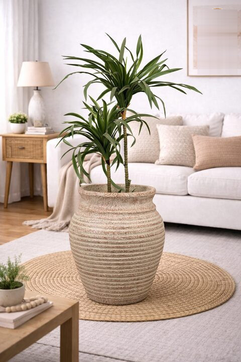 Basil Traditional Fiberglass Planter – Rust Patina - Nook & Nature