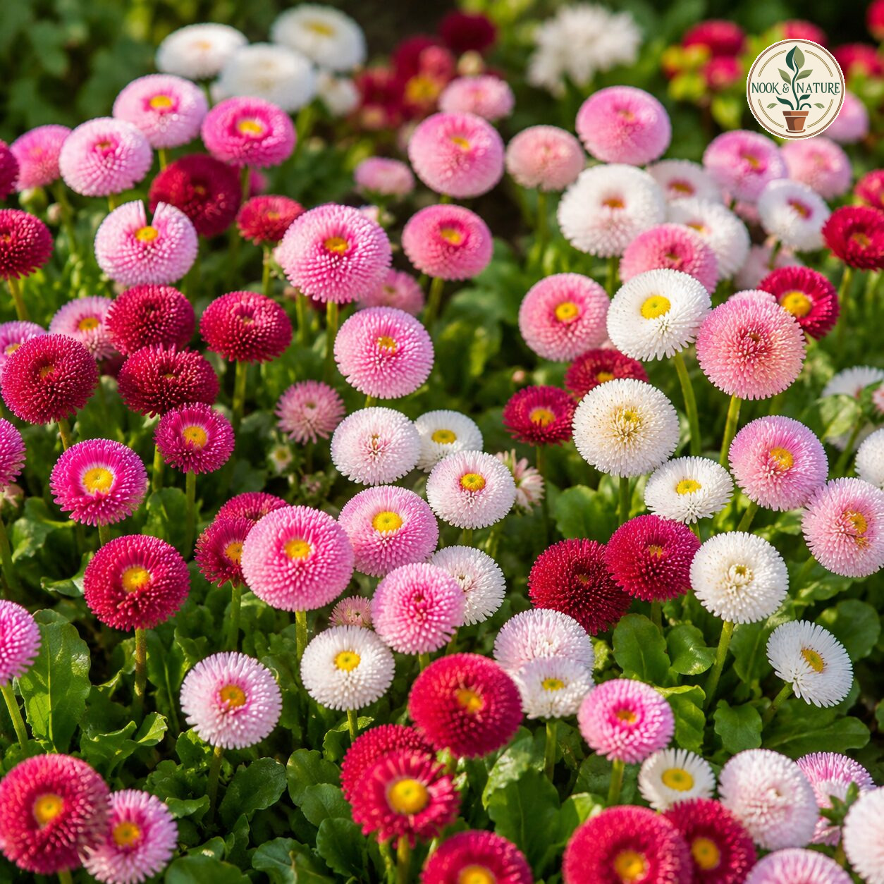 Bellis – Perennis Pomponette Mixed Seeds - Nook & Nature