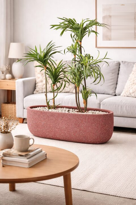 Boat Fiberglass Planters Terracotta Granite S - Nook & Nature
