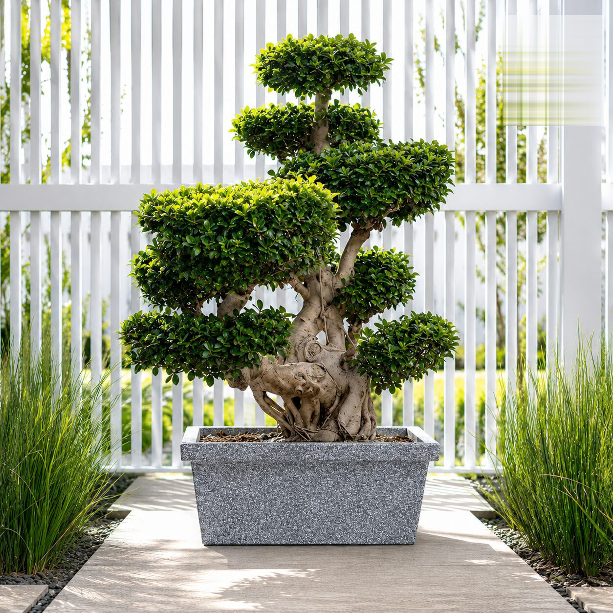 Bonsai R 70 Planter Bonsai R 70 Gray Stone Linear Low Density Polyethylene Lldpe Low Rectangle Planter Stone Finish Without Tray - Nook & Nature