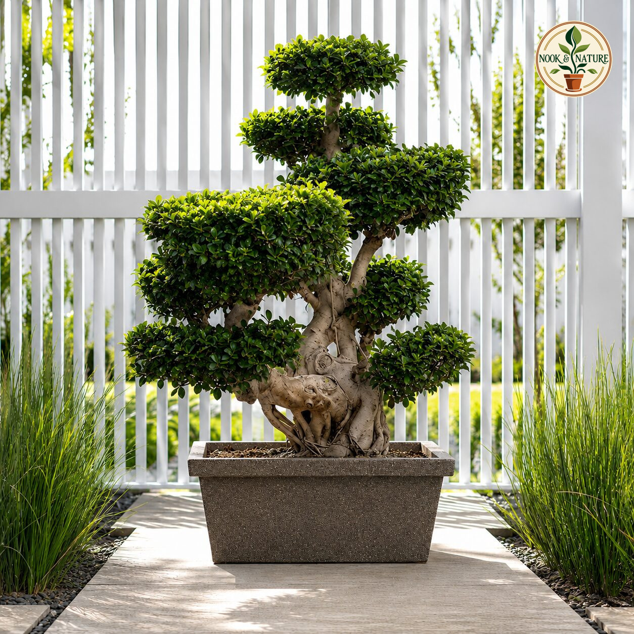 Bonsai R 70 Planter Bonsai R 70 Sand Stone Linear Low Density Polyethylene Lldpe Low Rectangle Planter Stone Finish Without Tray - Nook & Nature