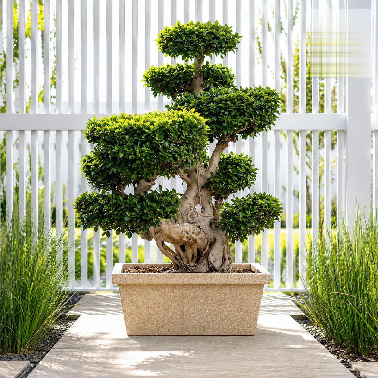Bonsai R 70 Planter Bonsai R 70 Cream Stone Linear Low Density Polyethylene Lldpe Low Rectangle Planter Stone Finish Without Tray - Nook & Nature