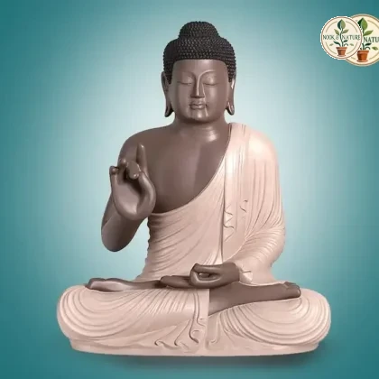 Buddha Statue Big 59 X 38 Cm Sand Stone - Nook & Nature