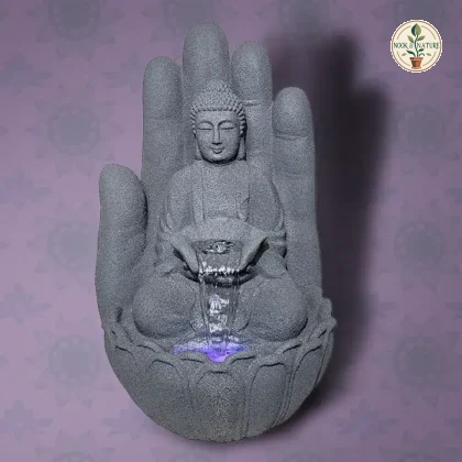 Buddha Water Fountain Gray Stone - Nook & Nature