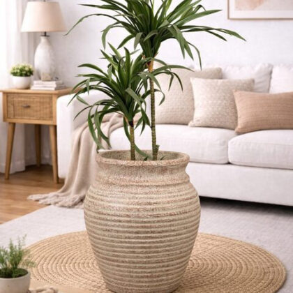 Basil Traditional Fiberglass Planter - Rust Patina