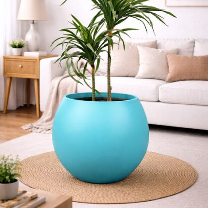 Ball Fiberglass Planters – Mint Turquoise