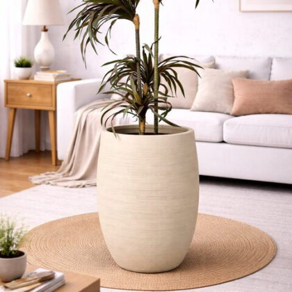 Violet Fiberglass Planter - Beige